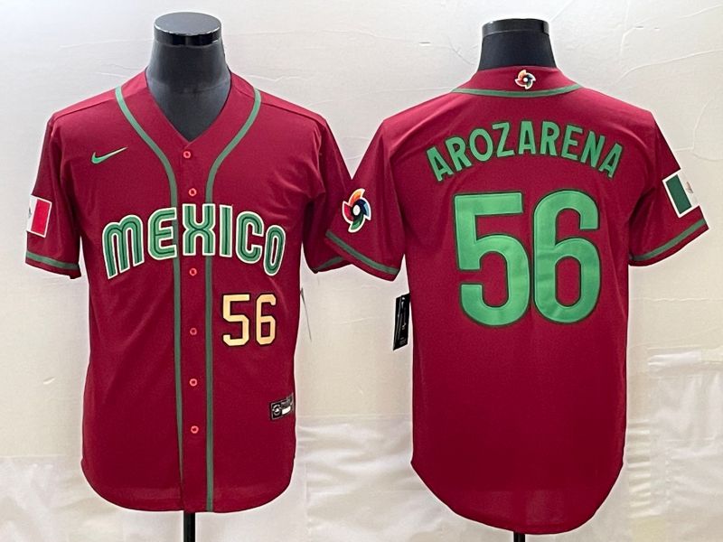Men 2023 World Cub Mexico #56 Arozarena Red Nike MLB Jersey21